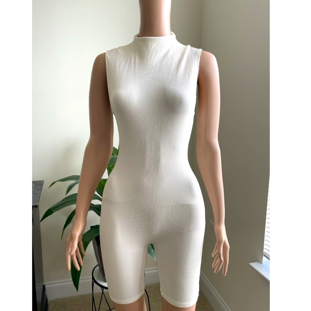 Ivory Ribbed Romper - Picture 1 of 2